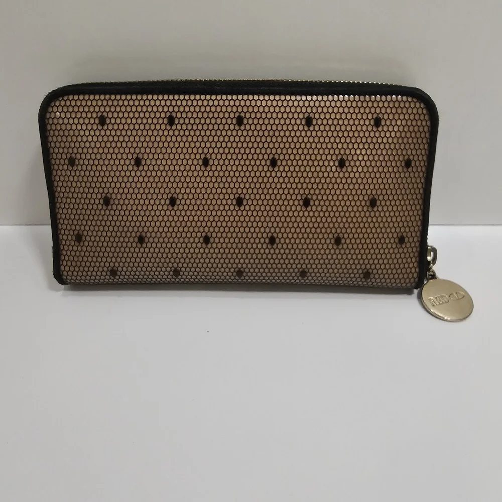 Valentino Nude and Black Bow Zip-Around Wallet